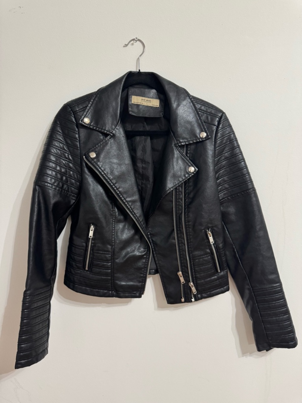 Classic Black Moto Jacket - Women's Faux Leather Biker Coat